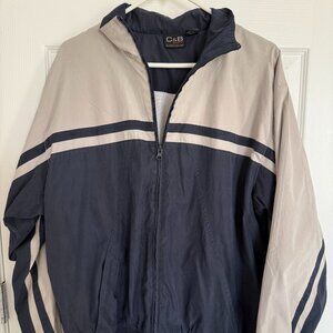 VINTAGE C&B Sport Lined Men's Zip Jacket Size Medium Blue & Tan Color Block